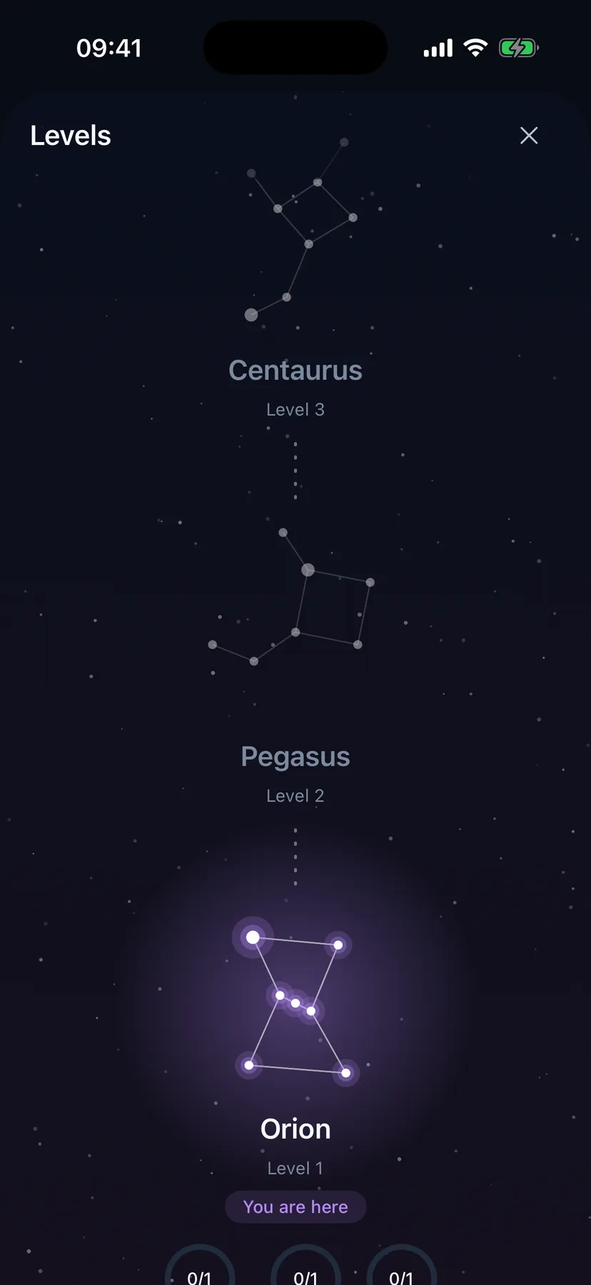 The constellation ladder in Sayble, lit as far as you have got